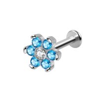 Kolczyk typu labret z kwiatkiem blue - obrazek 2
