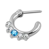 Kolczyk do septum z kryształkami white/blue - obrazek 2