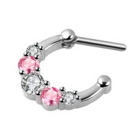 Kolczyk do septum z kryształkami white/pink - obrazek 3