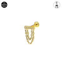 Złoty labret GW double chain - obrazek 1